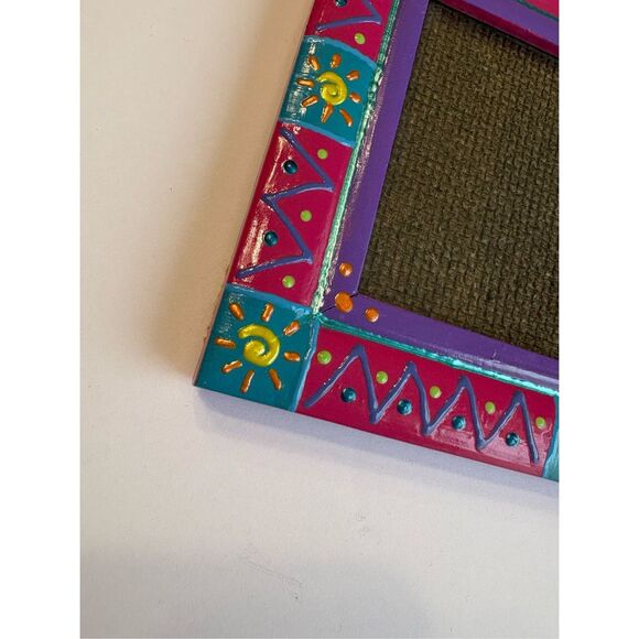 Hand Painted 4x6 Picture Frame Pink Purple Blue Yellow Orange - Picture 2 of 4